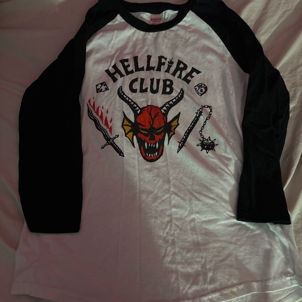 Hellfire Club Kids Raglan Shirt - Black & White